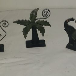 Retro Tin Figurines: Elephant, Monkey & Palm Tree
