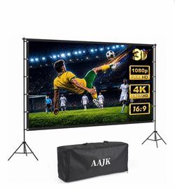 100in Outdoor Projector Screen With Stand,Portable 16:9 4K HD Indoor Outdoor Projection Screen With Wrinkle-Free Design, Ideal For Home Theater And Ba