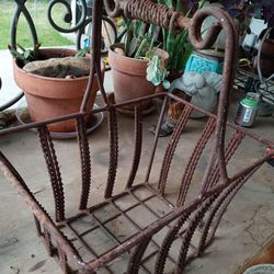 Antique Metal Wrought Iron Basket 
