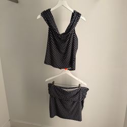 Reformation Isla Knit Two Piece Dream Dot Polka Dot Set XL NWT