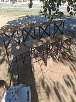 Set of 4 Industrial Bar Stools