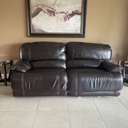 Genuine Leather Power Reclining Couch 