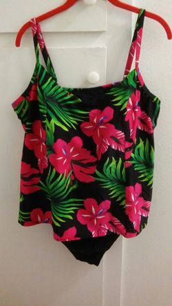 Island pearls plus size 1 piece bathing suit with dress on top