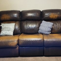 Leather Two Tone Couch Recliners