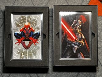 Spider-Man & Darth Vader Engraved 5gams Pure Silver Encased Foil