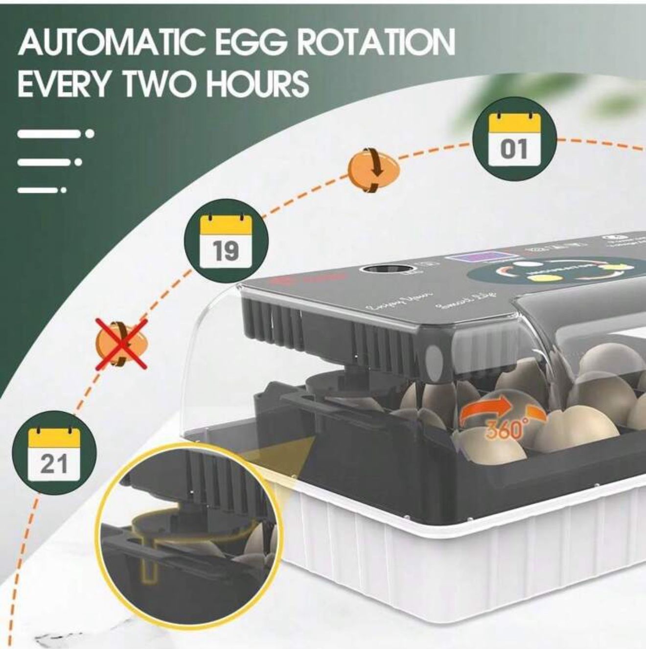 Brand New Egg Incubator Clear View, Automatic Egg Turner, Temperature Humidity Control, Egg Candler, Poultry Egg Incubator for Hatching 12-15 Chicken