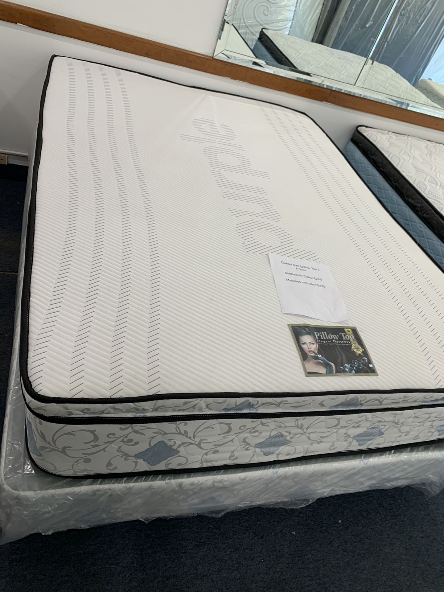 We have all sizes pillow top twin full queen and king mattress