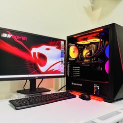 NEW IBUYPOWER Gaming PC 8 Core I7 CPU @3,6GHz. NVIDIA GTX 1050 TI 4G  120G M2 SSD/1T HDD .16G DDR4. WIFI/Bluetooth  USB3.2. 450W PSU. 24” Monit. Win11