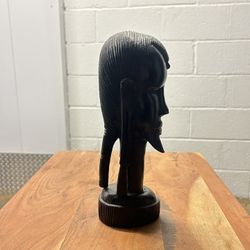 Hand Carved Mid Century African Sculpture/ Beautiful Man w Beard/ Folk Art Primitive Style/ Art Piece