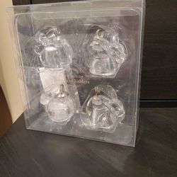 POTTERY BARN GRACE FOUR GLASS  BUNNY RABBIT NAME CARD HOLDERS