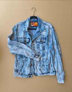 Rolling Paper men's acid wash denim jacket