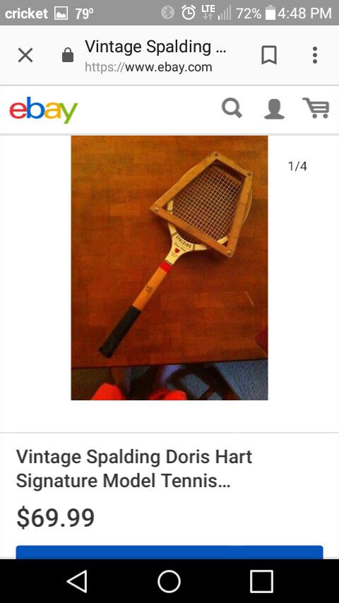 Vintage signature Doris Hart tennis racket
