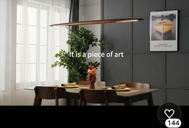 YISDESIGN HANGING WALNUT WOOD PENDANT LED LIGHT 39 INCHES LONG REMOTE CONTROL WI-FI APP CONNECTIVITY