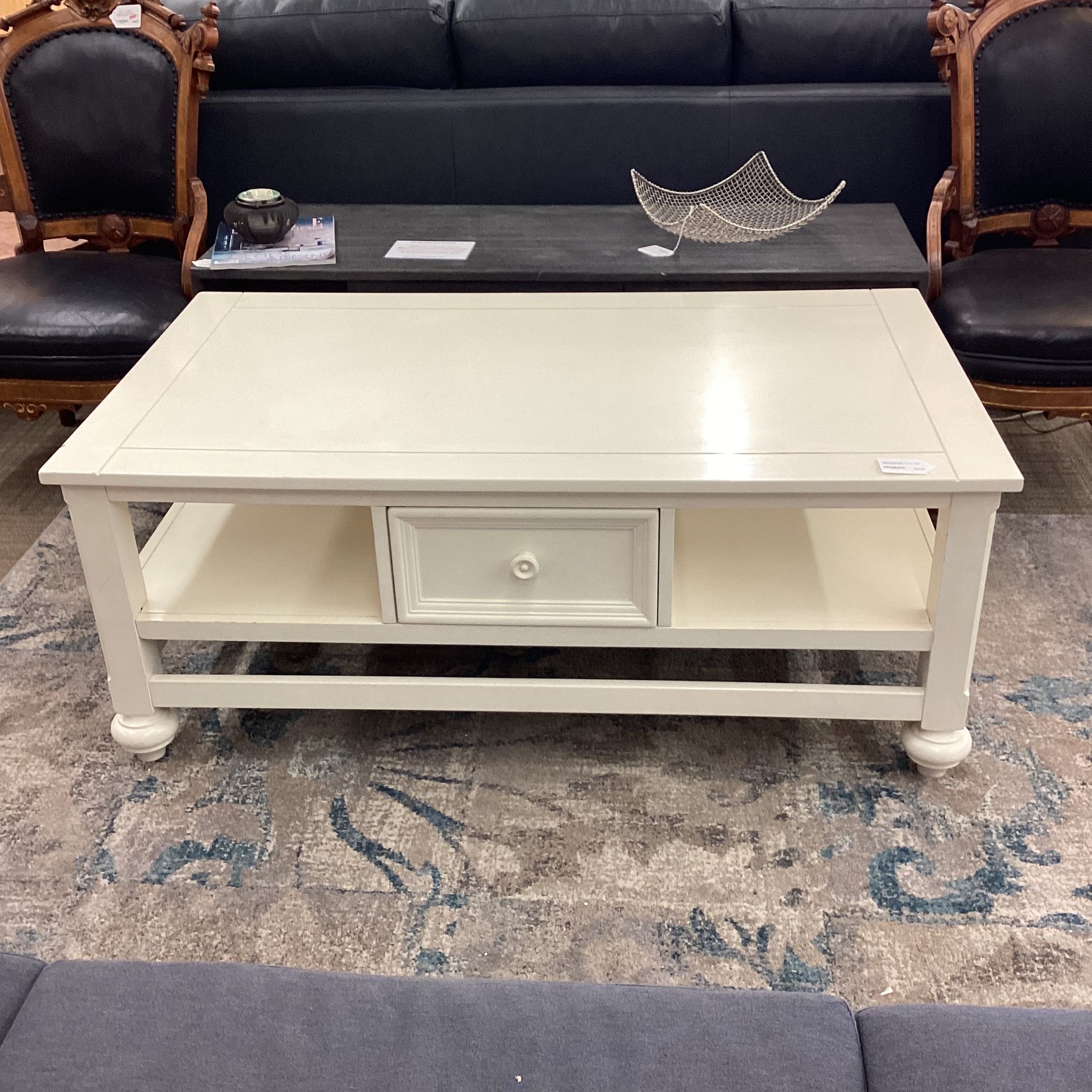 White Rectangular Coffee Table with Drawer