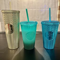 3 studded Starbucks tumblers, 24 oz , 16 oz