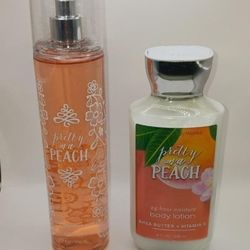 Bath and Body Works Pretty as a Peach 8 fl.oz. Fine Fragrance Mist and 8 fl.oz. Body Lotion. lotion 98% full 