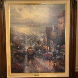 Thomas Kincaid Painting-Hyde Street And The Bay (San Francisco)