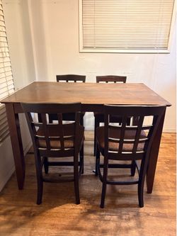 Solid Wood Dining Room Table with 5 Chairs