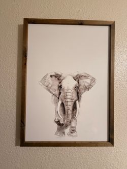 Framed Elephant Watercolor Wall Art