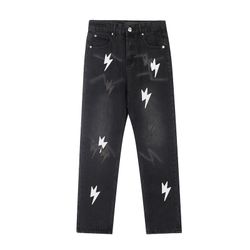 Black And White Lightning Patch Distressed Jeans Amexnocap 