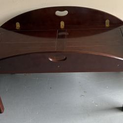 Vintage Bamboo Company Butler Coffee Tray With Stand Fold Up Side Handles