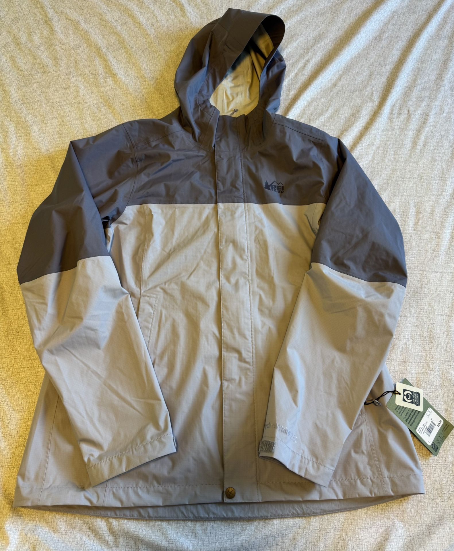 REI COOP Size Large Rainier Rain Full Zip Hooded Jacket Lilac Ash Slate New