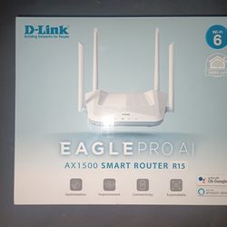 D-Link R15 EAGLE PRO AI AX1500 Smart Router, Wi-Fi 6 Gigabit Ethernet Wireless Router
