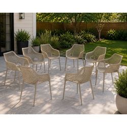 New AllModern Outdoor Dining Chairs – Sand Beige – Stackable – Up to 8 Available –Delivery Available