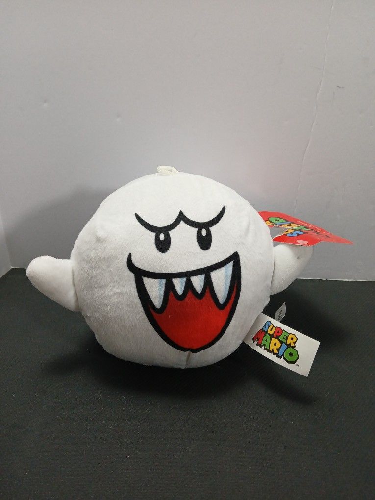Super Mario Ghost Boo Stuffed Animal 8" Tall White 2023 Nintendo NWT