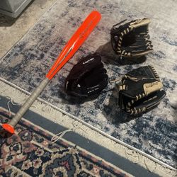 Youth Baseball Bat & Gloves 