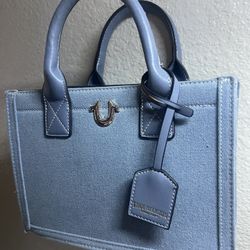 True Religion Light Wash Jean Bag With Keychain 