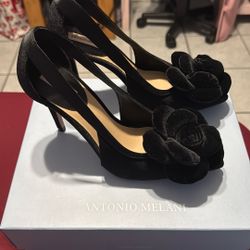 Antonio Melani Black Flower Pumps