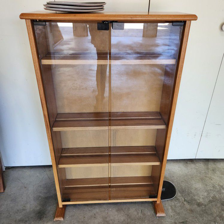 Cute Small-ish Solid Wooden Bookshelf with Double Glass Doors