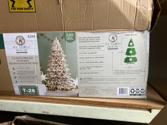 7.5’ pre-lit flocked Birmingham Christmas tree