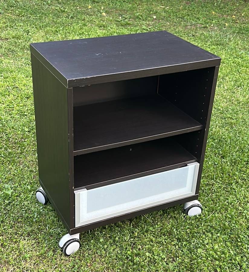 Ikea Besta Rolling Cart Stand Cabinet With Shelves And Drawer