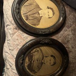 1865 vintage Keely husband and wife portraits, vintage frames