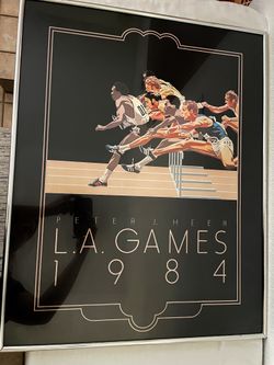VTG 1984 Peter J. Heer L.A. Olympic Games Track Hurdles Lithograph