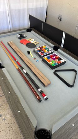 3-in-1 Dining Table, Pool Table & Ping Pong Table w/ Storage Benches