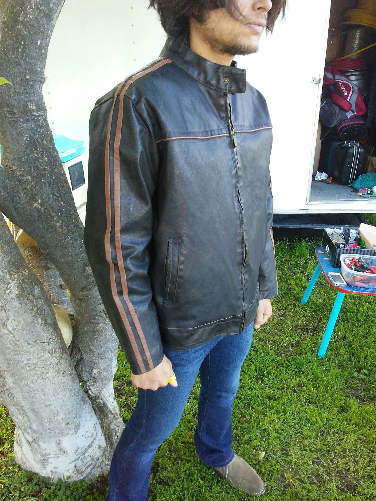leather genuine cafe racer motorcycle jacket