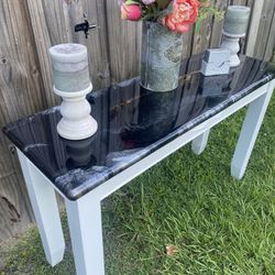 Entry Way Table Black Marble Epoxy With Gold 