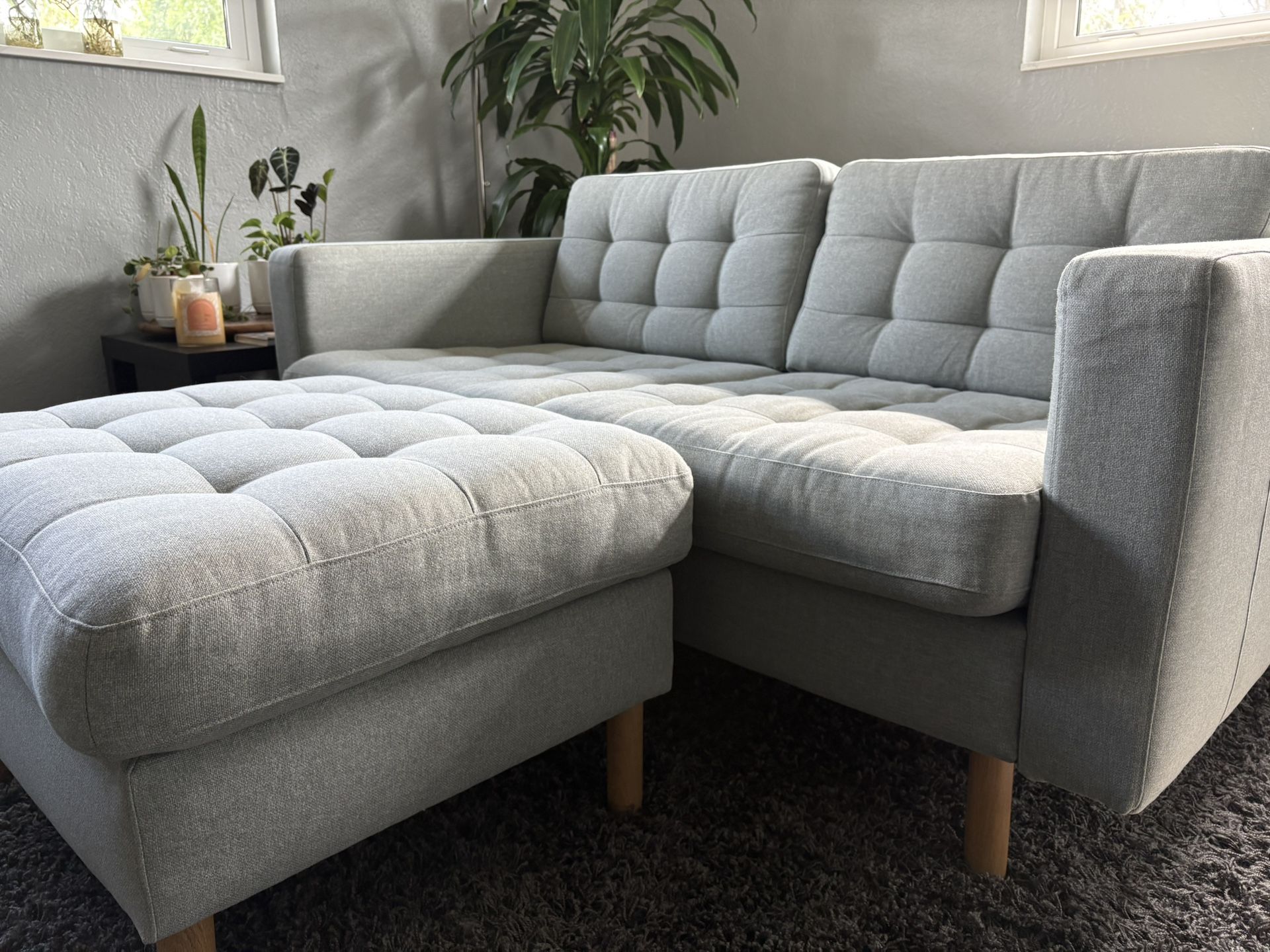 IKEA Gunnared Light Green Loveseat And Ottoman