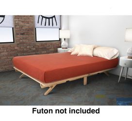 KD Frames Fold Platform Bed Frame Folding Wood Slats Natural Full
