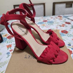 Red Block Heels Size 8