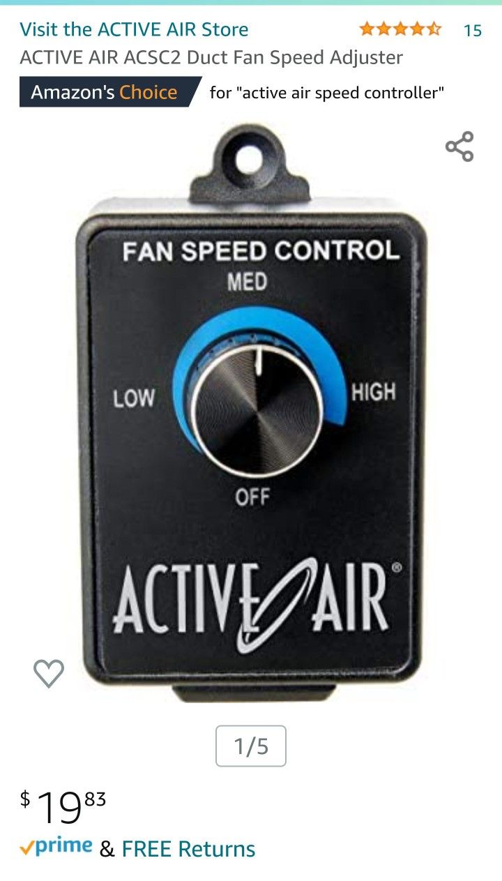 Hydrofarm Active Air 4" Inline Duct Fan and Speed Controller
