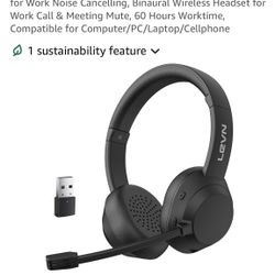LEVN Bluetooth 5.3 Headset, Wireless Headset with Mic for Work Noise Cancelling