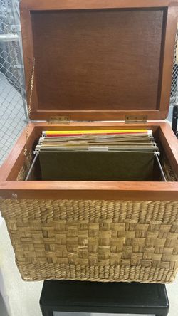 Woven File Storage Basket / Hanging File Organizer with Lid – $20