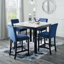Ashley Cranderlyn 5 Piece Dining Room Set Marble Table and 4 Chairs 