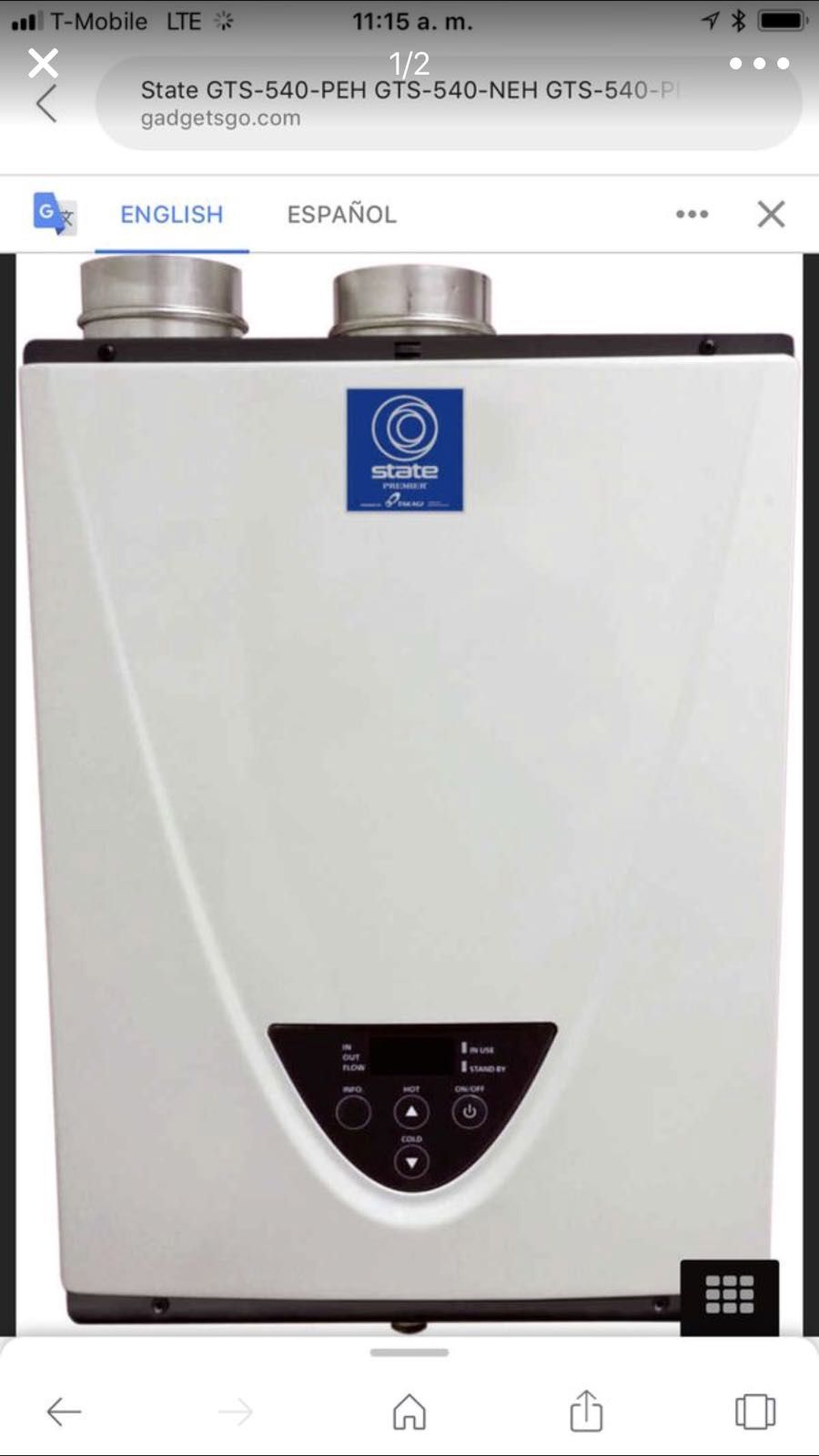 Tankless water heater