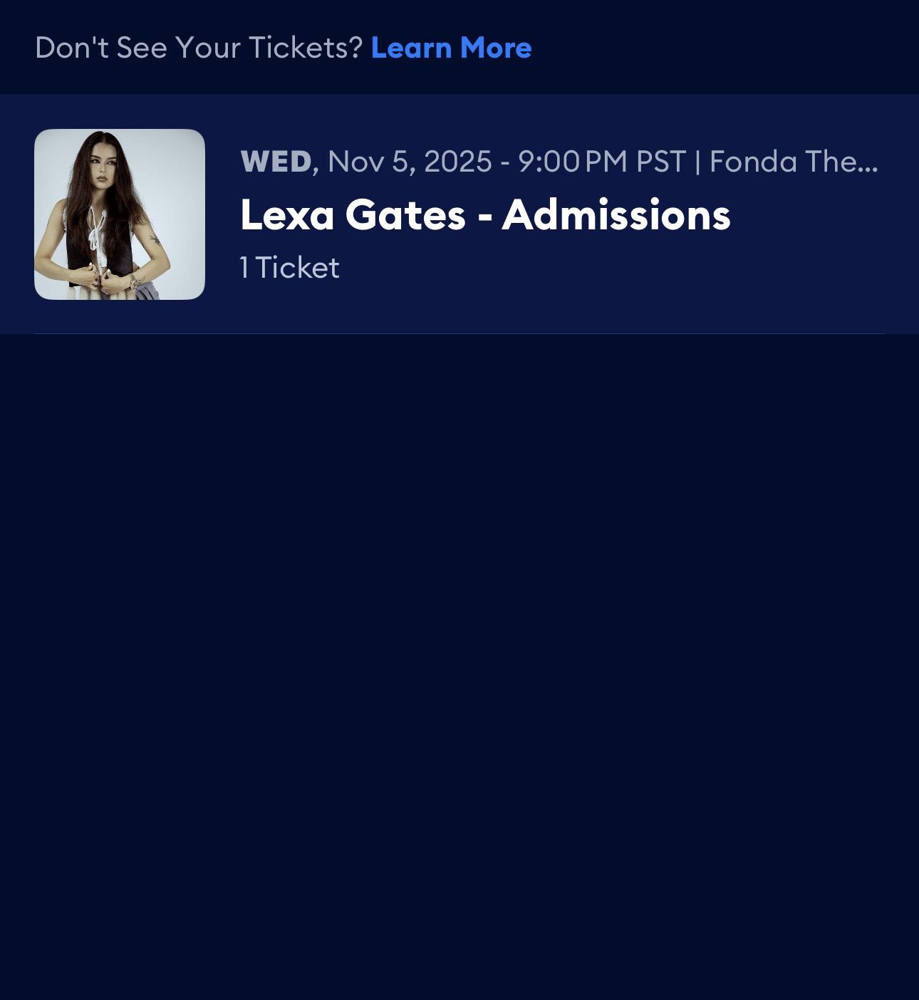 LEXA GATES Ticket Nov 5th
