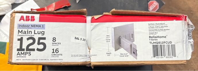 ABB ReliaHome T-Series 125A Main Lug Panel TLMQ812FCUD